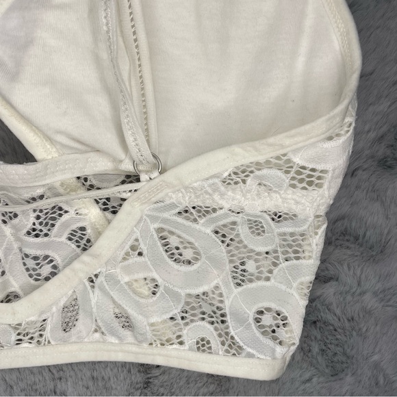 Gilly Hicks White Longline Crochet Lace Bralette Medium - Picture 5 of 8
